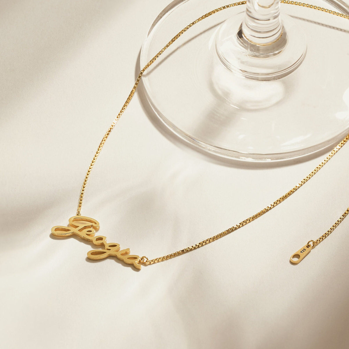 Personalized Name Necklace With Baby Box Chain