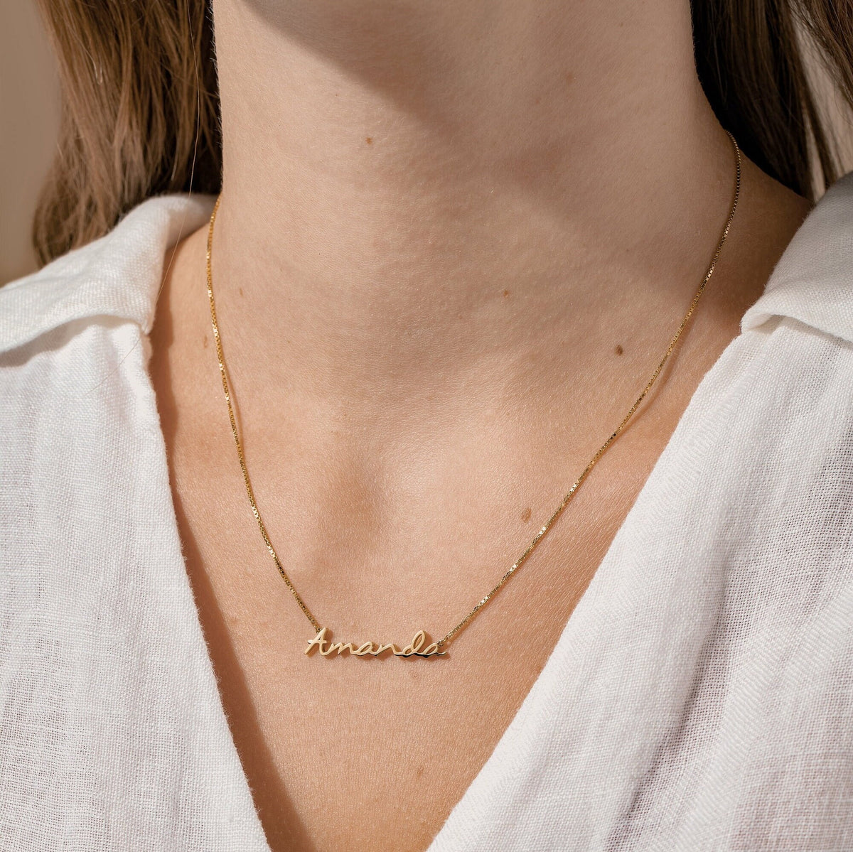 Personalized Name Necklace With Baby Box Chain