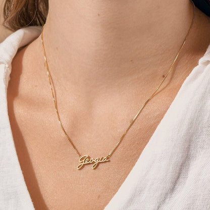Personalized Name Necklace With Baby Box Chain