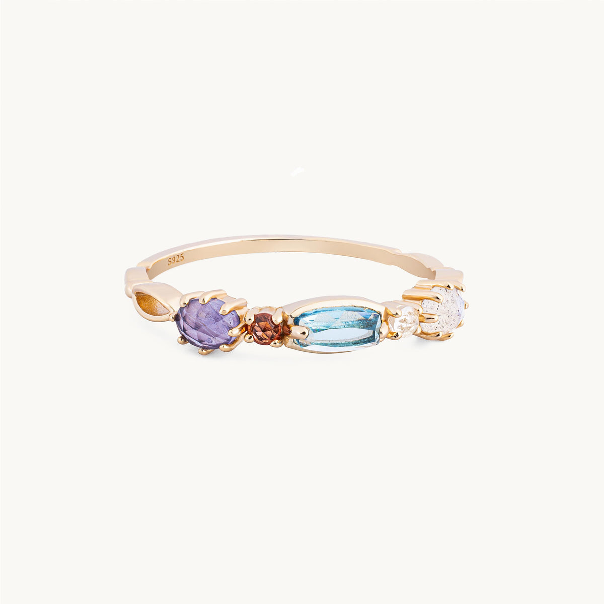 Colorful Gemstone Row Ring