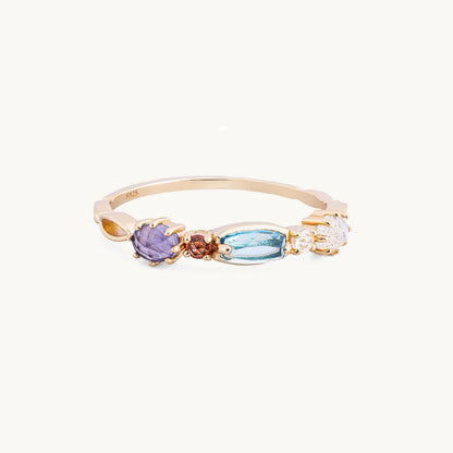 Colorful Gemstone Row Ring