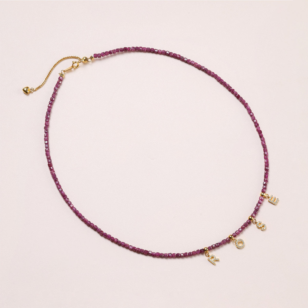Dainty Ruby Initial Necklace