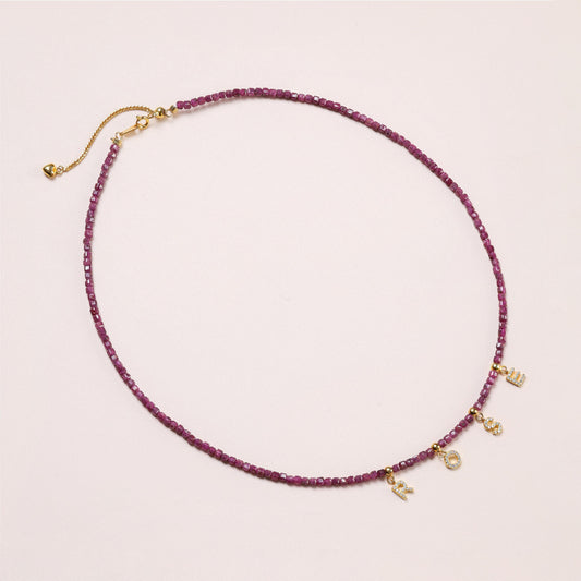 Dainty Ruby Initial Necklace