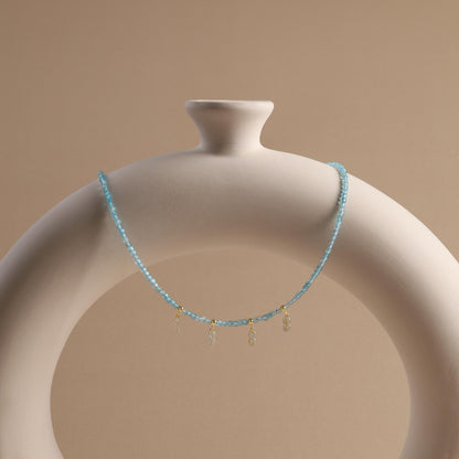 Ocean Blue Topaz Initial Necklace