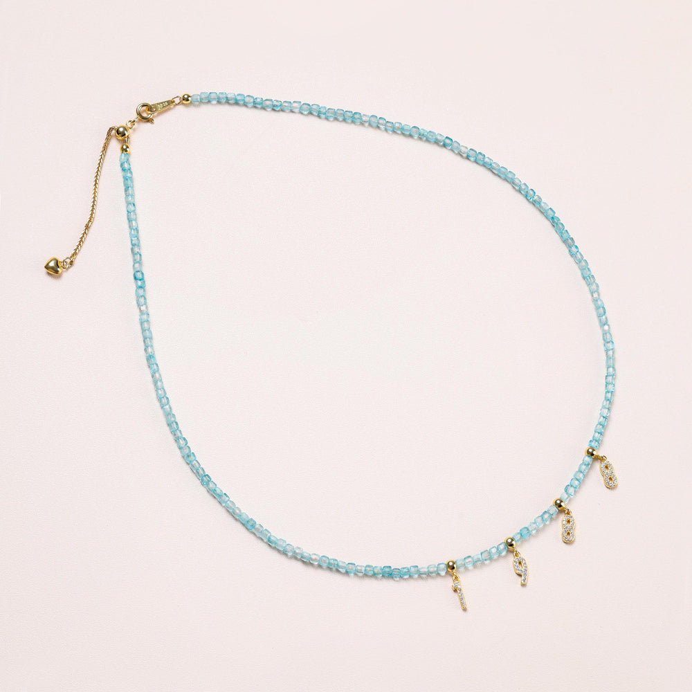 Ocean Blue Topaz Initial Necklace