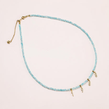 Ocean Blue Topaz Initial Necklace