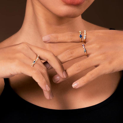 Perdiot & Diamond Band Ring