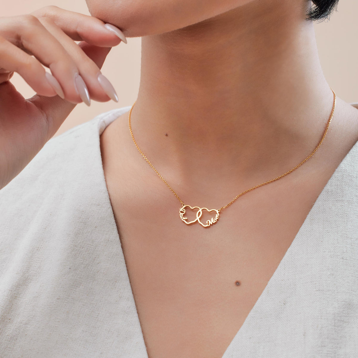 Custom Interlocking Hearts Name Necklace