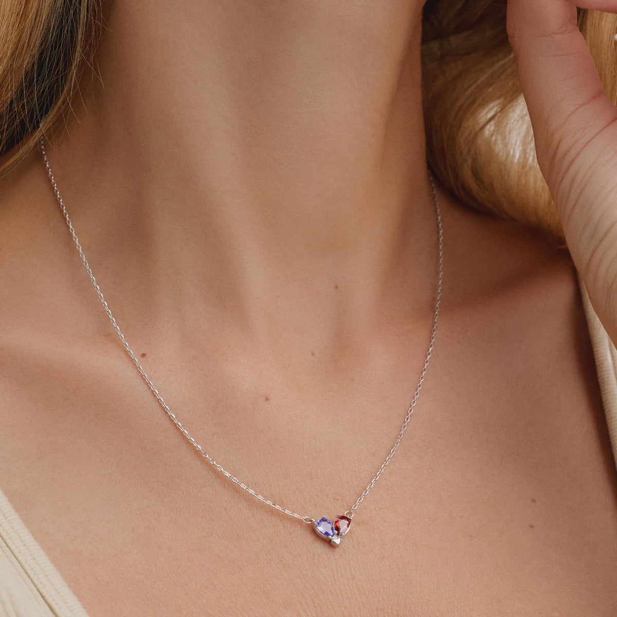 Custom Teardrop Birthstone Necklace