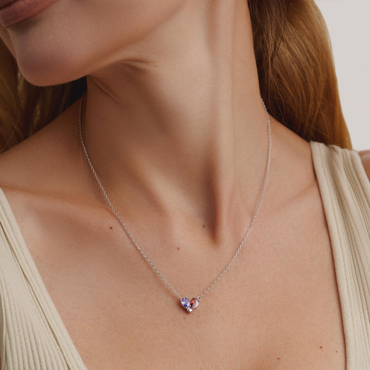 Custom Teardrop Birthstone Necklace