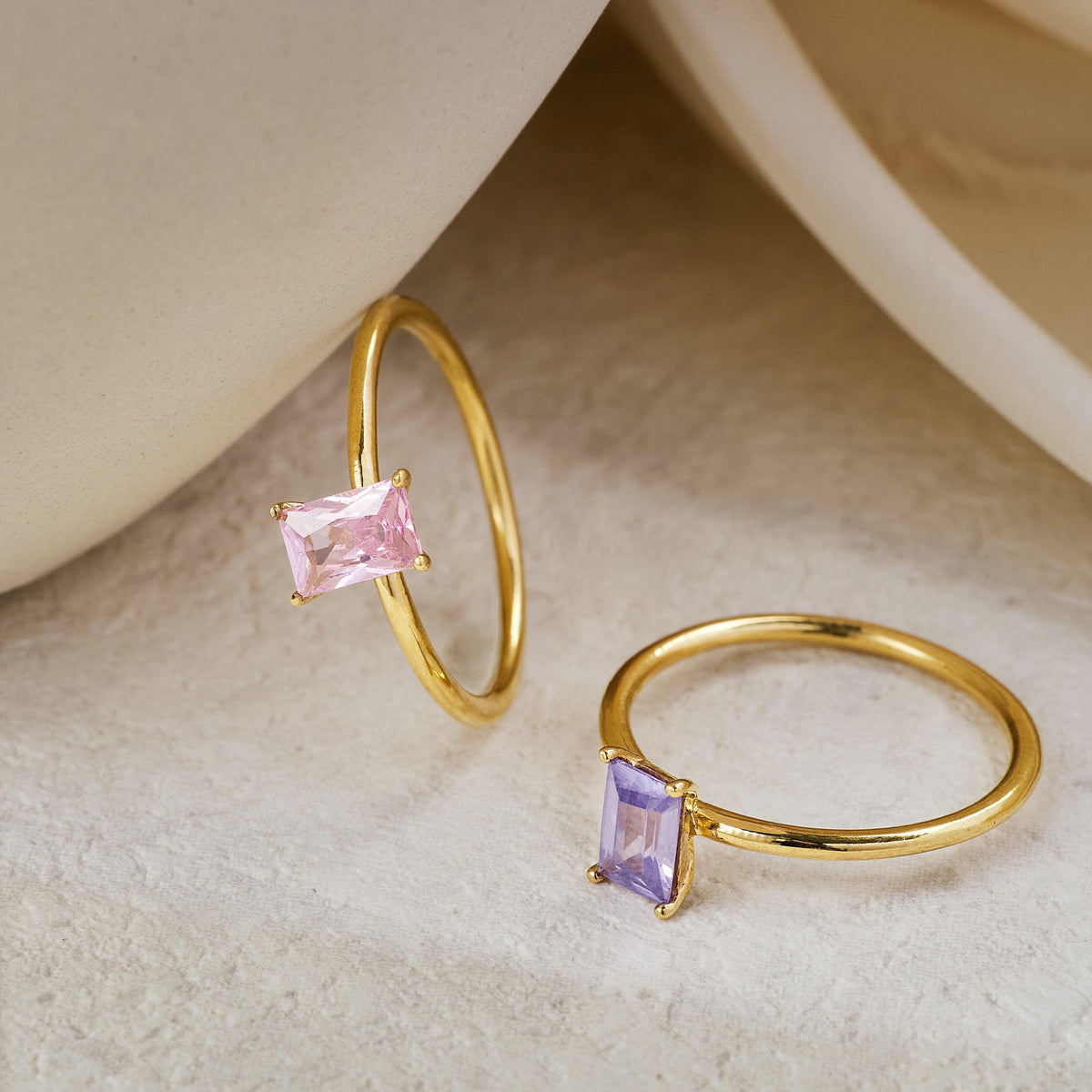Emerald Cut Birthstone Ring