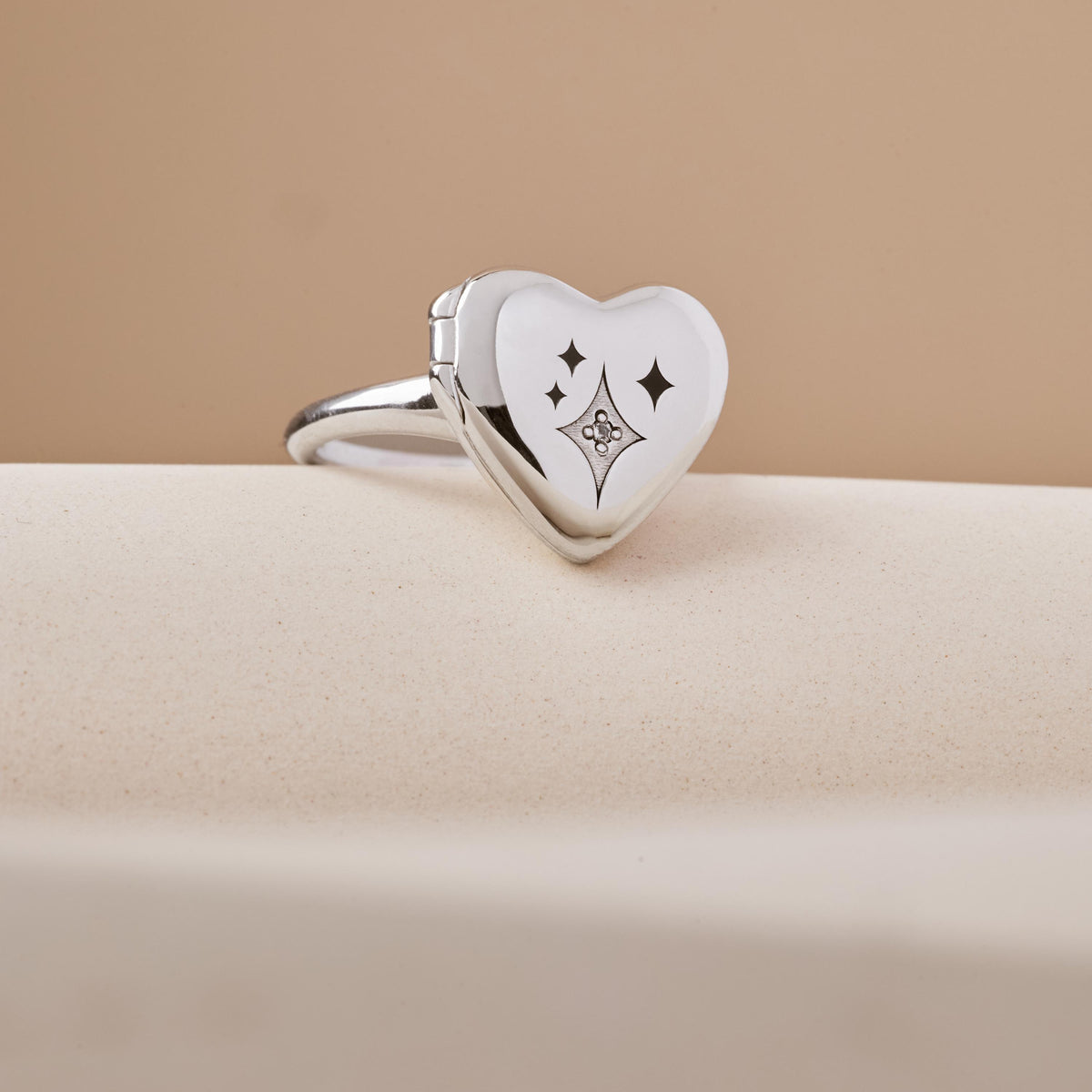 Personalized Heart Locket Ring