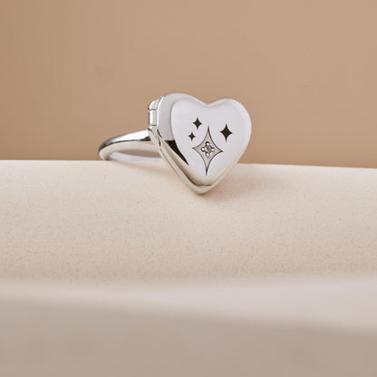 Personalized Heart Locket Ring