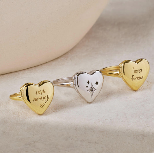 Personalized Heart Locket Ring