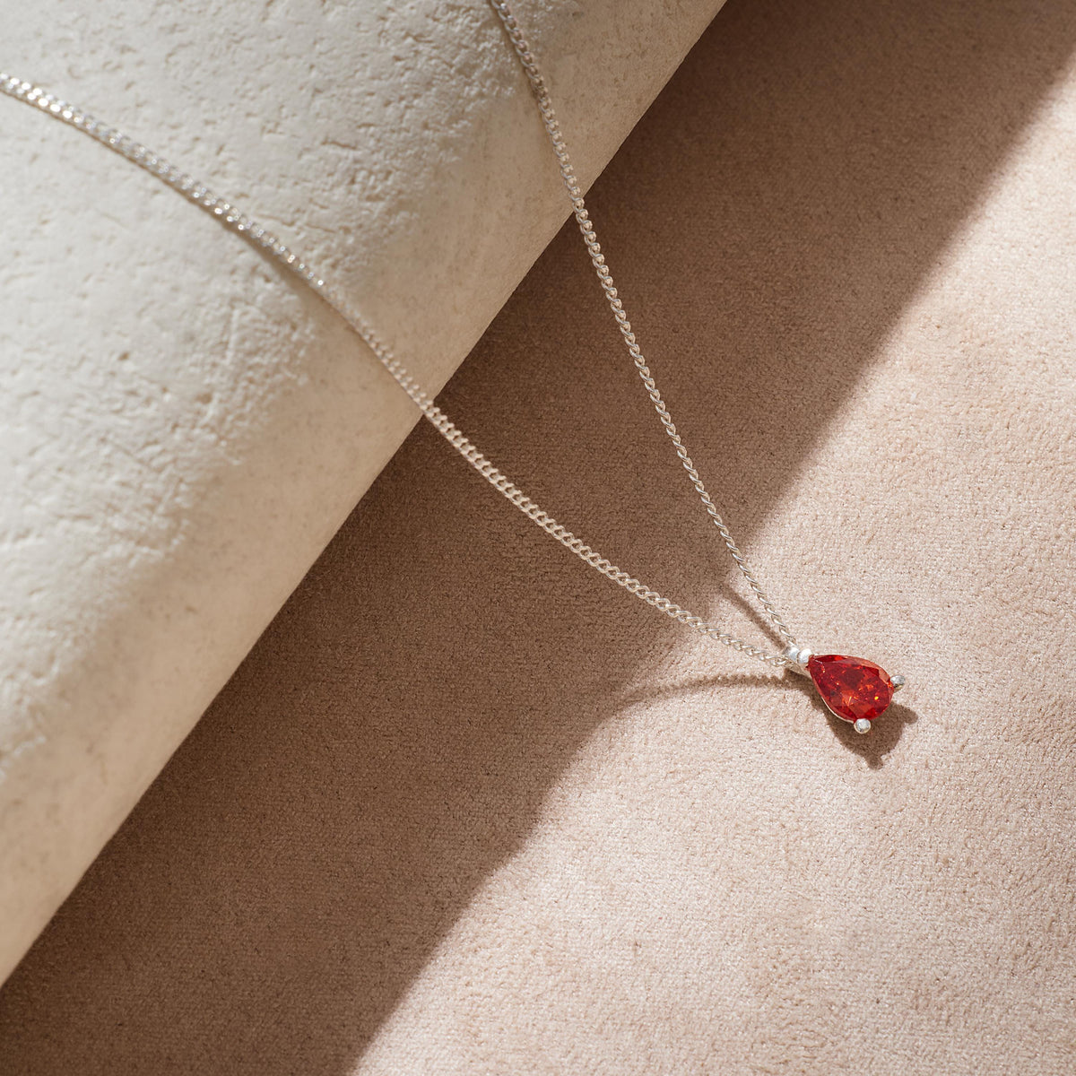 Solitaire Pear Birthstone Necklace