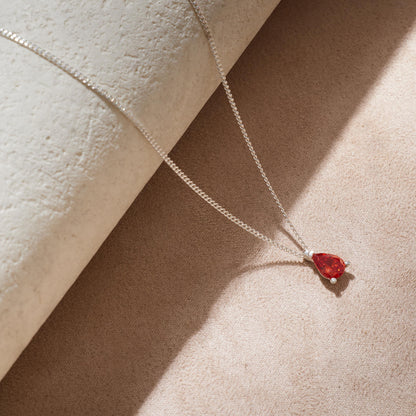 Solitaire Pear Birthstone Necklace