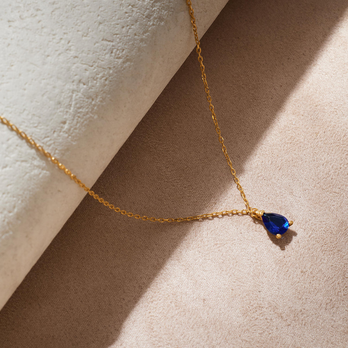 Solitaire Pear Birthstone Necklace