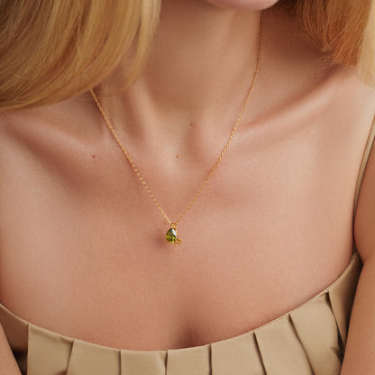 Solitaire Pear Birthstone Necklace