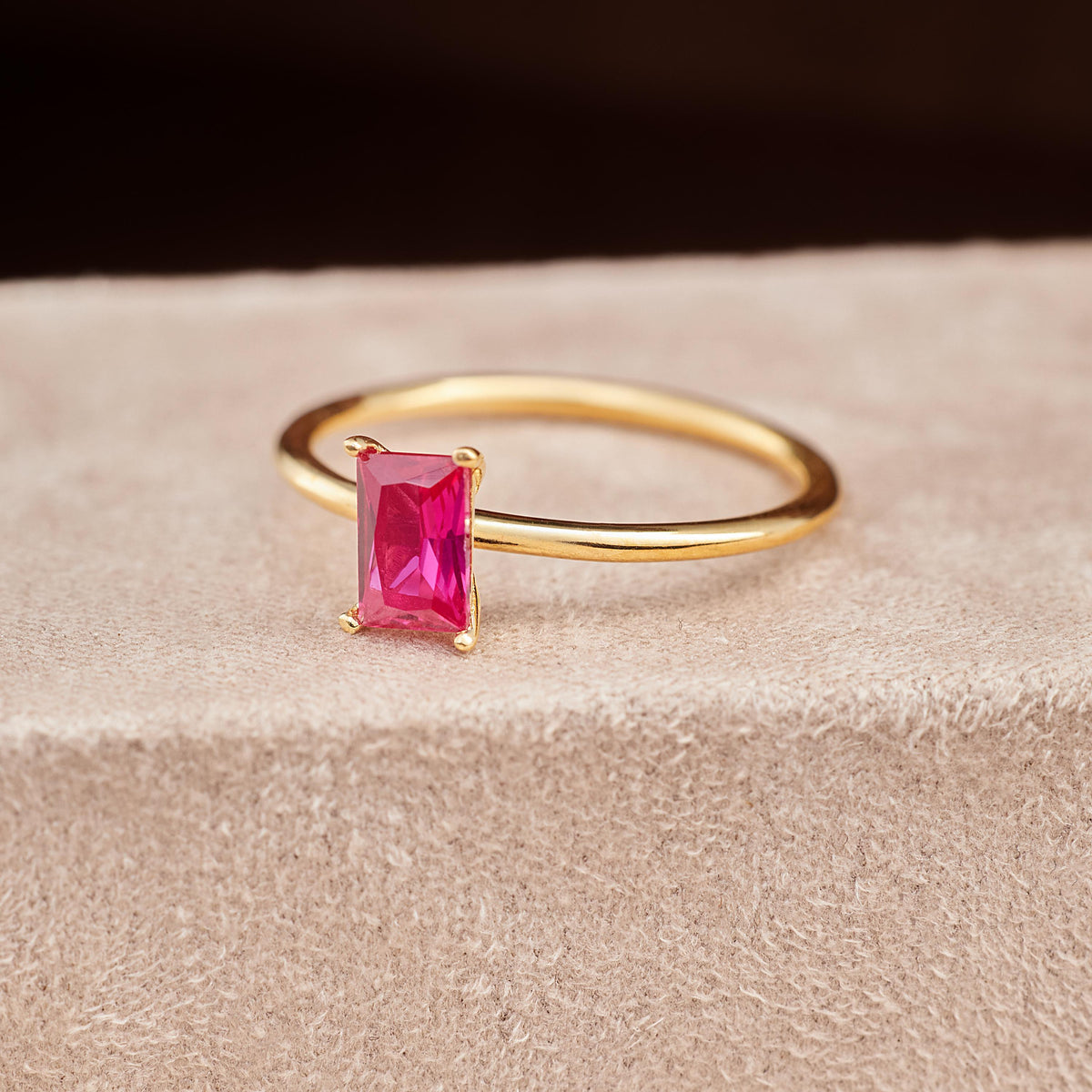 Emerald Cut Birthstone Ring
