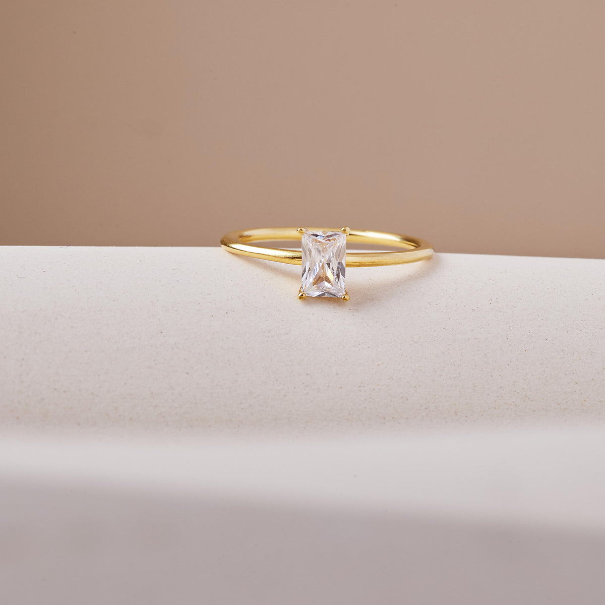 Emerald Cut Birthstone Ring