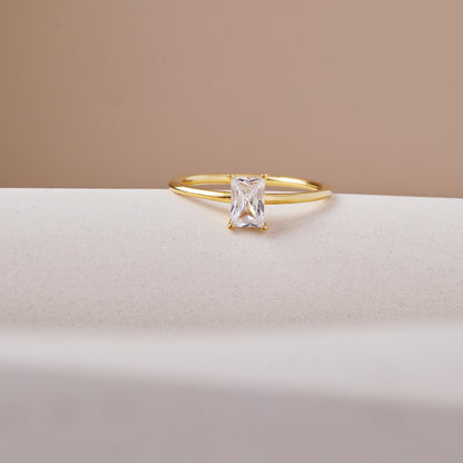 Emerald Cut Birthstone Ring