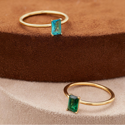 Emerald Cut Birthstone Ring