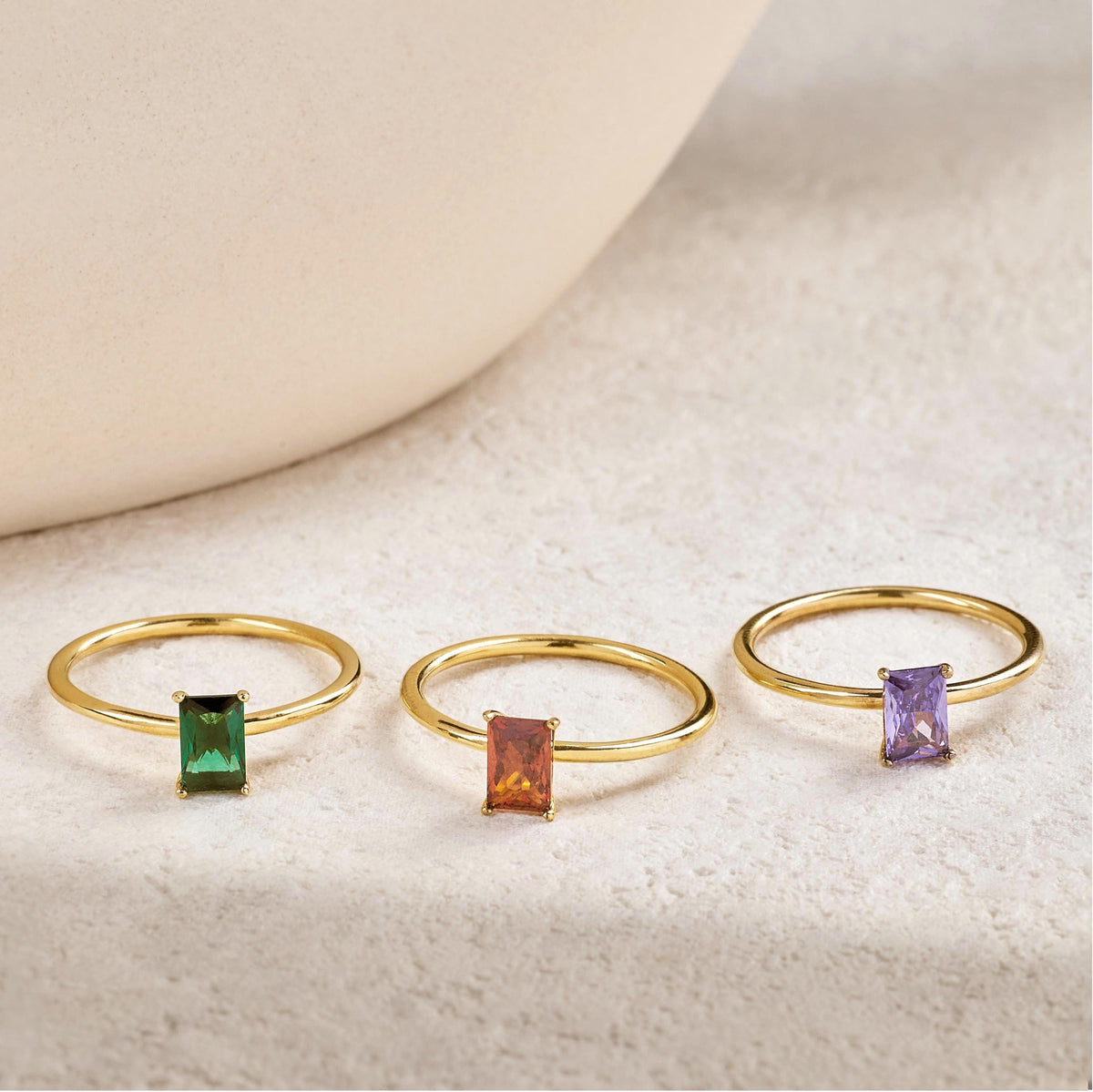 Emerald Cut Birthstone Ring