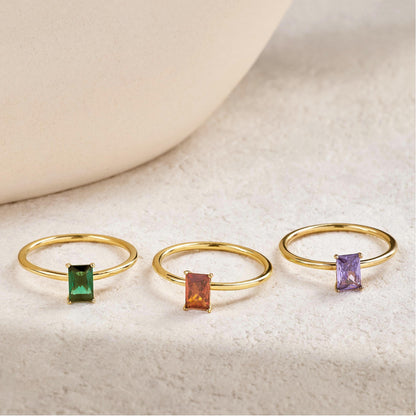 Emerald Cut Birthstone Ring