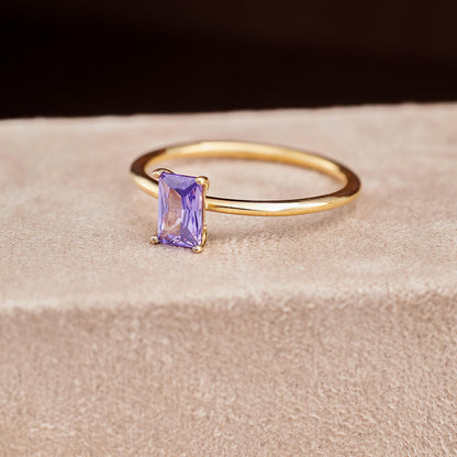 Emerald Cut Birthstone Ring