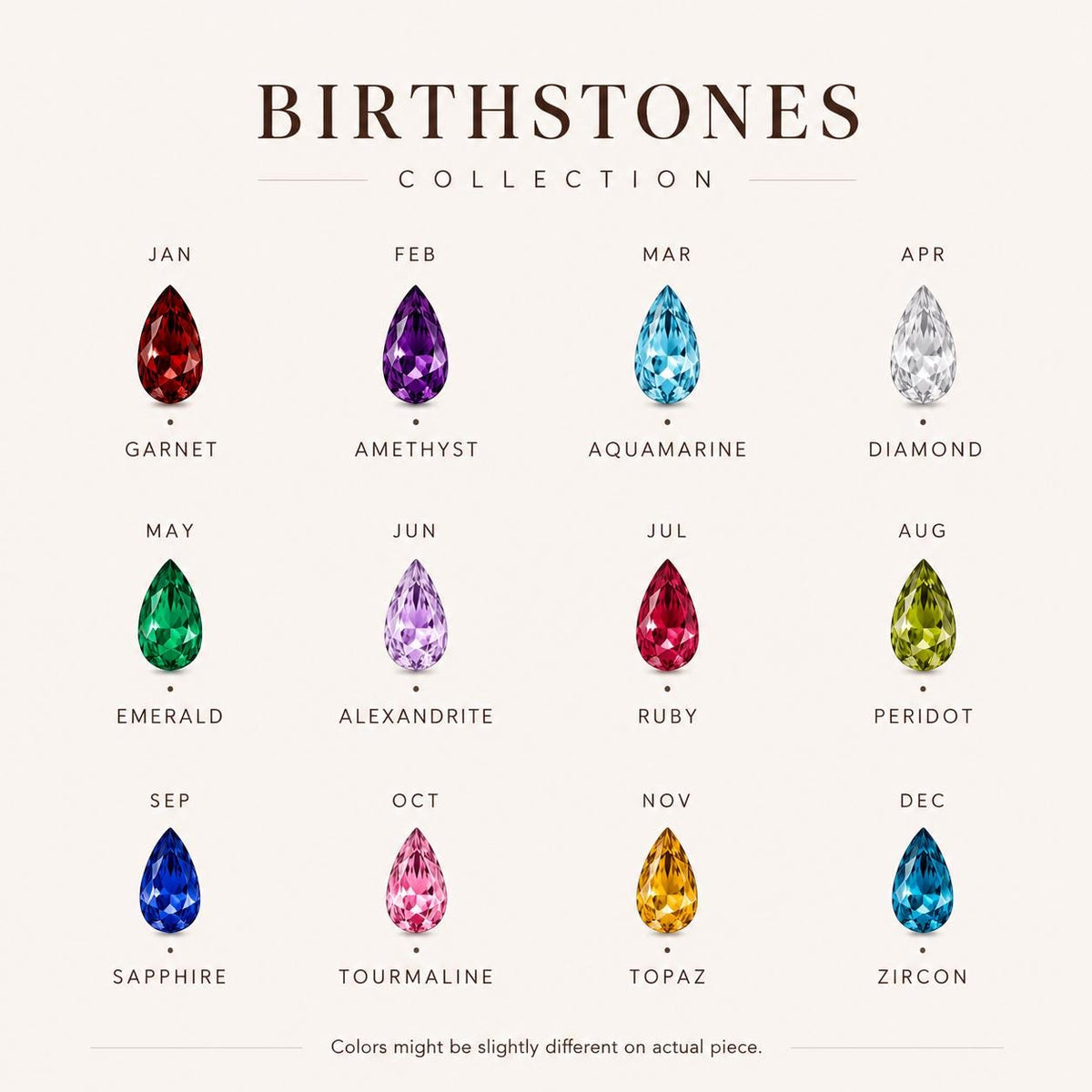 Solitaire Pear Birthstone Necklace
