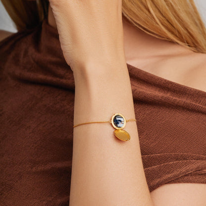 Personalized Round Locket Bracelet