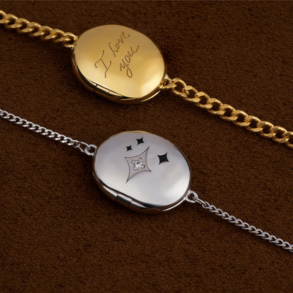 Personalized Round Locket Bracelet