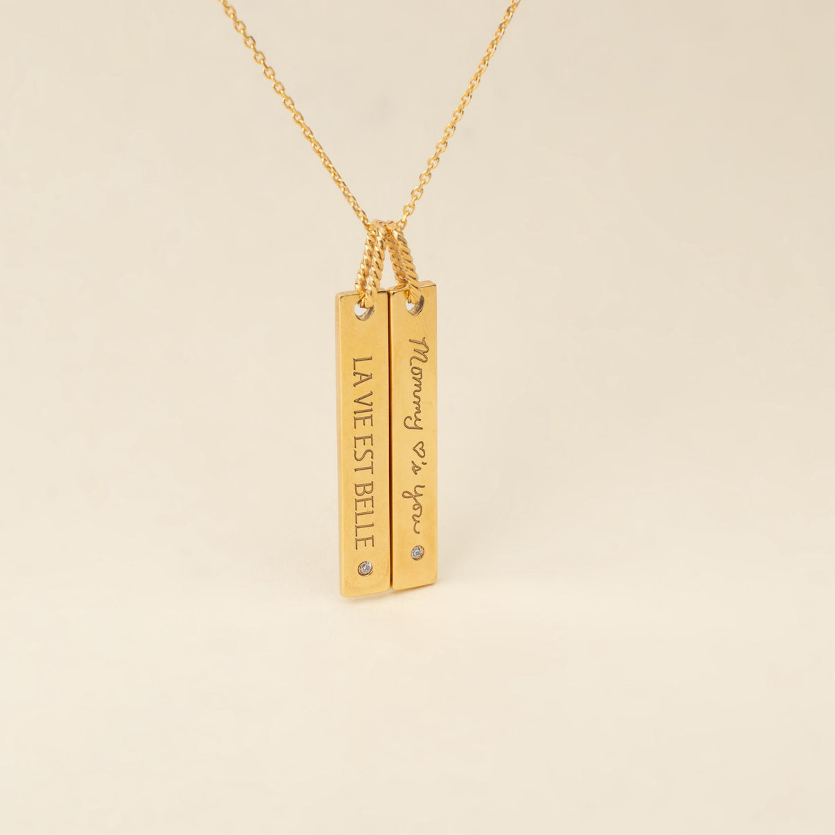 Tiny Square Initial Necklace
