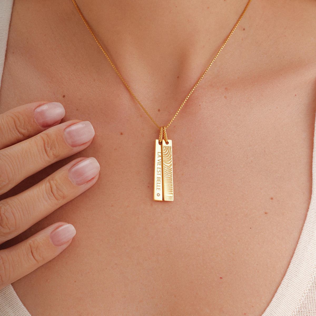 Tiny Square Initial Necklace
