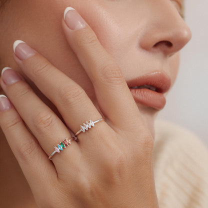 Custom Baguette Birthstone Ring