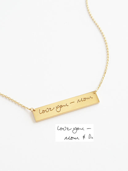 Custom Handwriting Bar Necklace