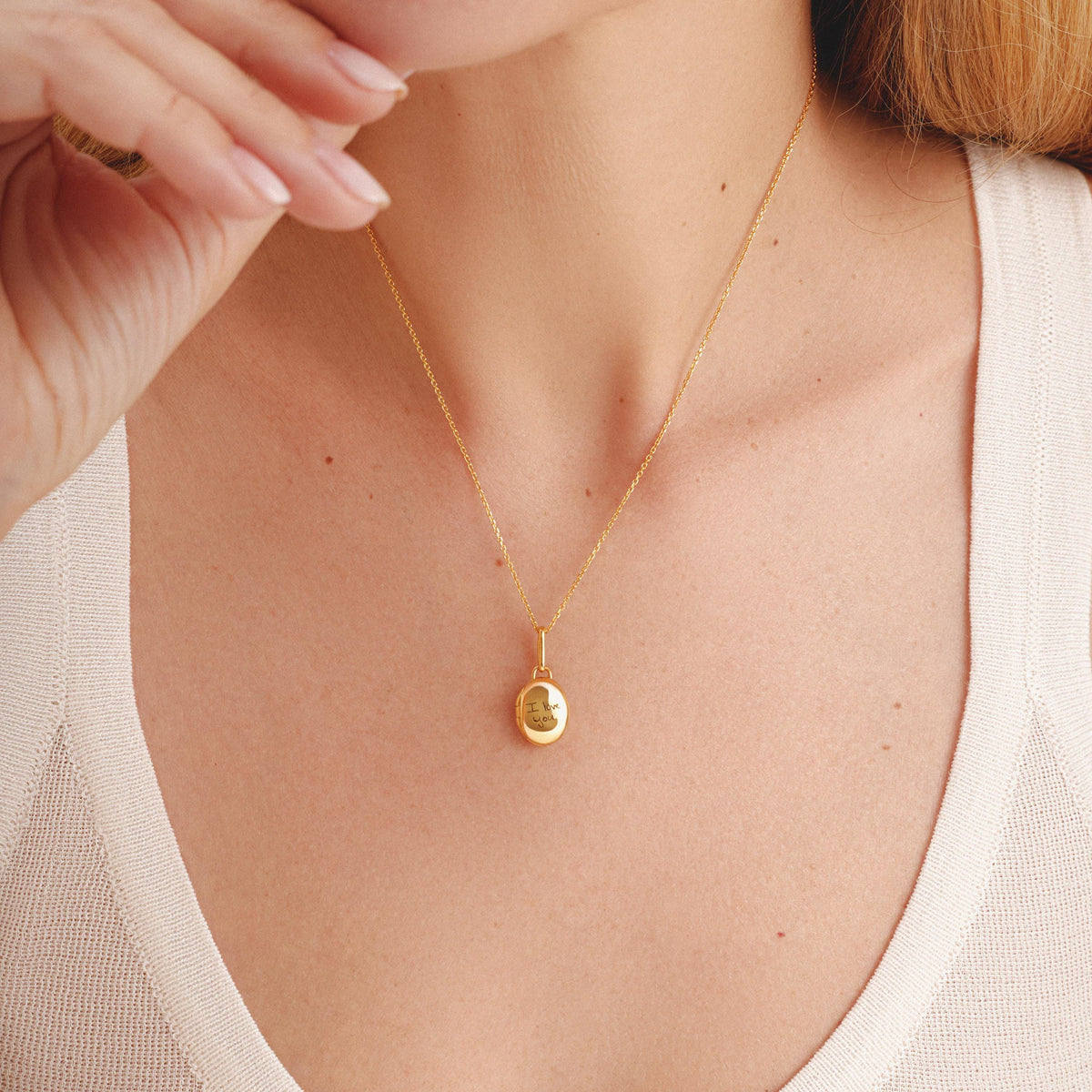 Small Oval Photo Locket Necklace