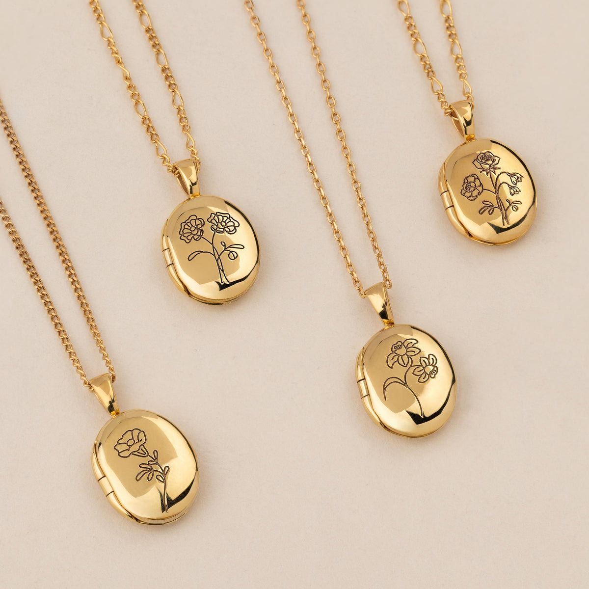 Birth Flower Locket Necklace