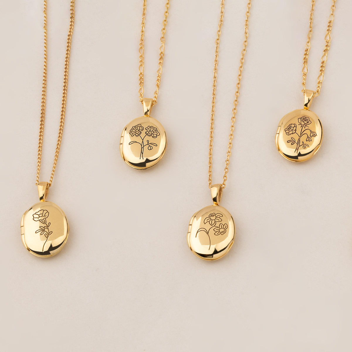 Birth Flower Locket Necklace