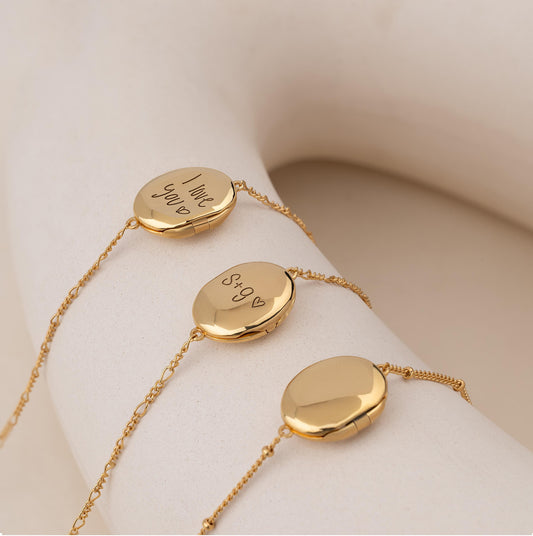 Personalized Oval Locket Bracelet