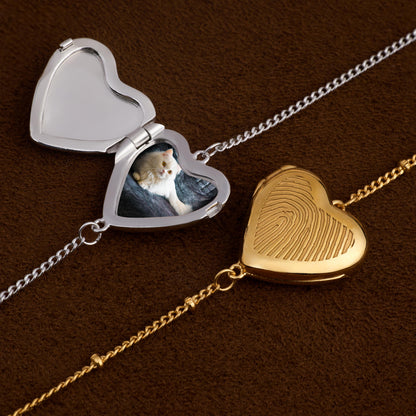 Heart Photo Locket Bracelet with Birthstone