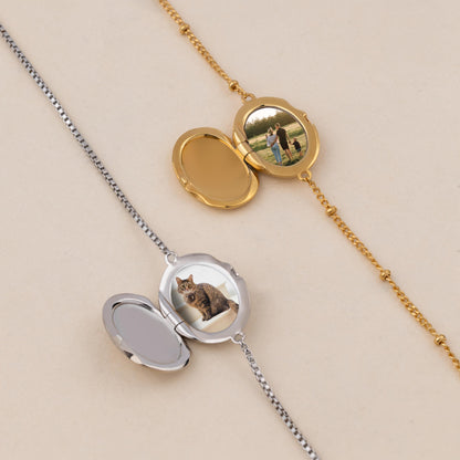 Heart Photo Locket Bracelet with Birthstone