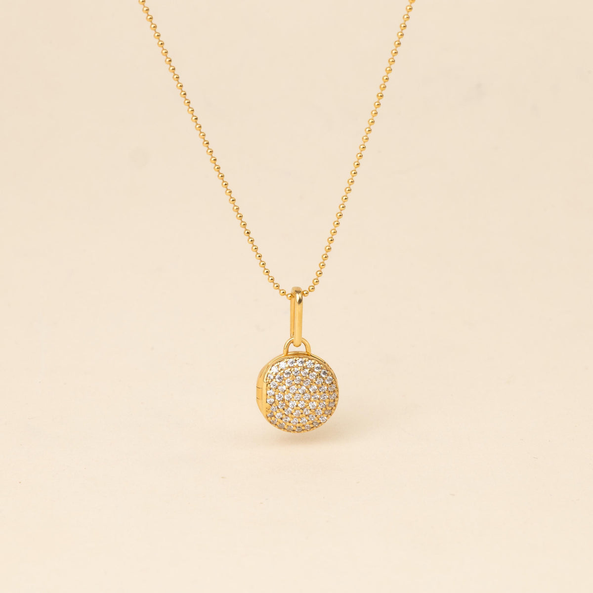 Pave Circle Locket Necklace