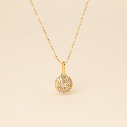 Pave Circle Locket Necklace