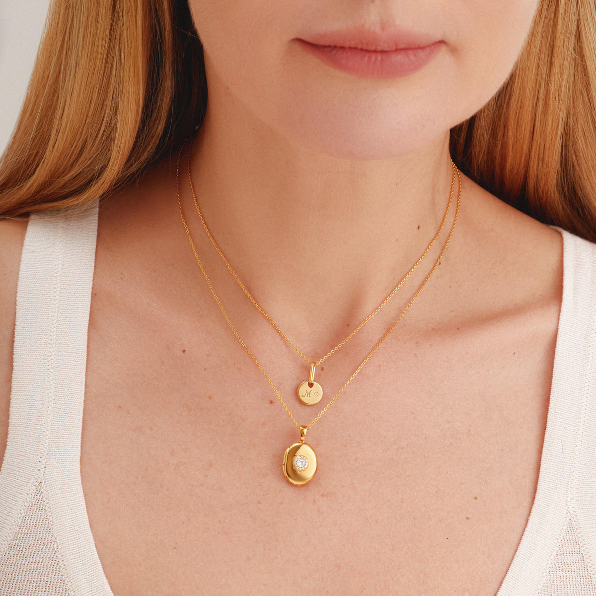 Personalized Halo Locket Necklace