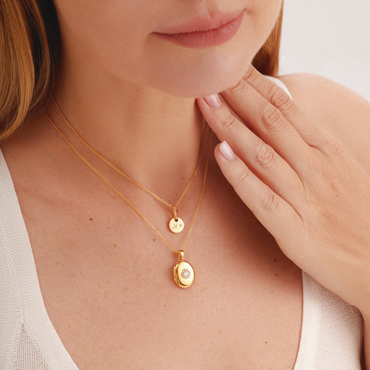 Personalized Halo Locket Necklace