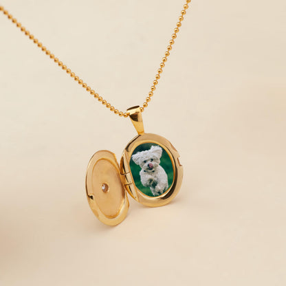 Personalized Solitaire Bezel Locket Necklace