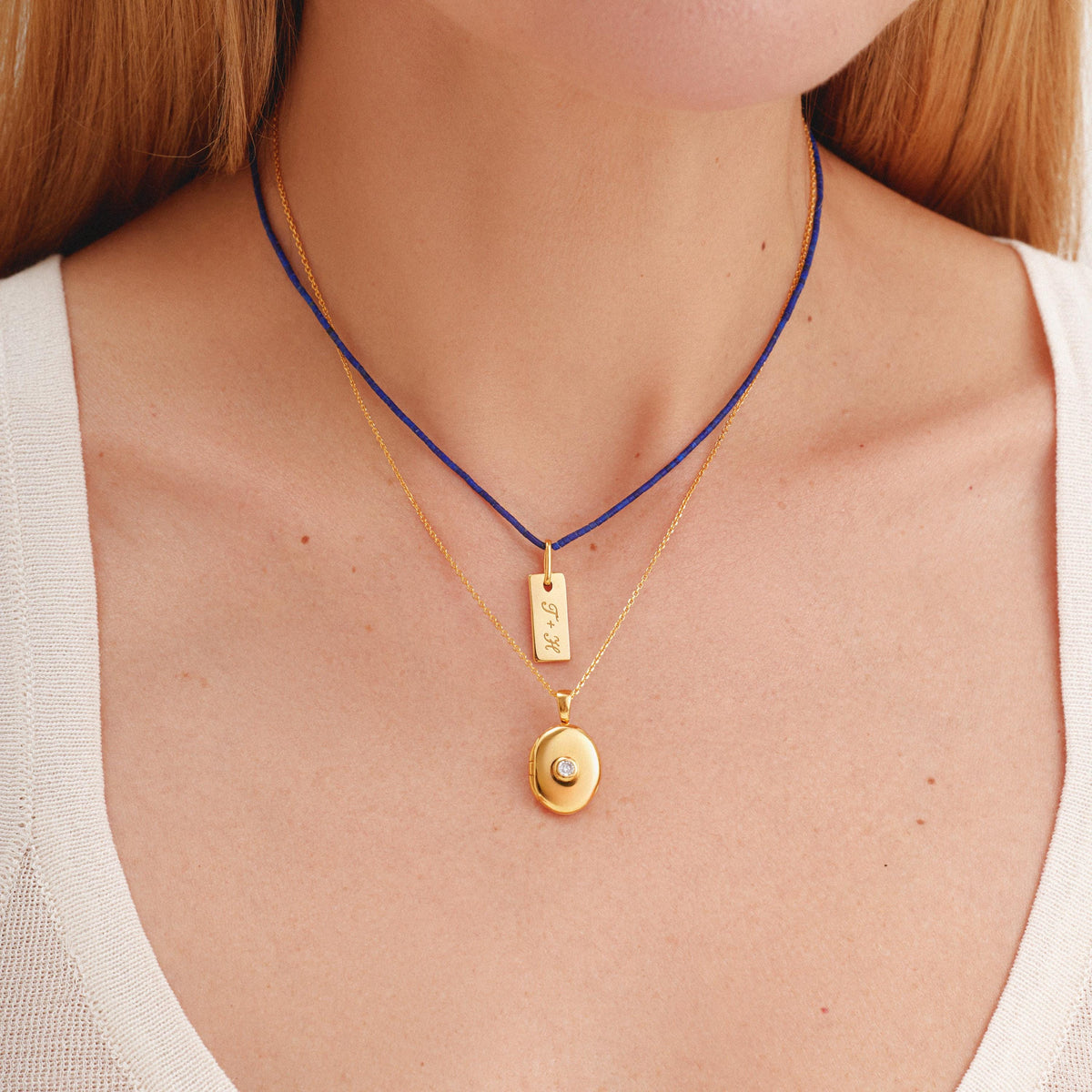 Personalized Solitaire Bezel Locket Necklace