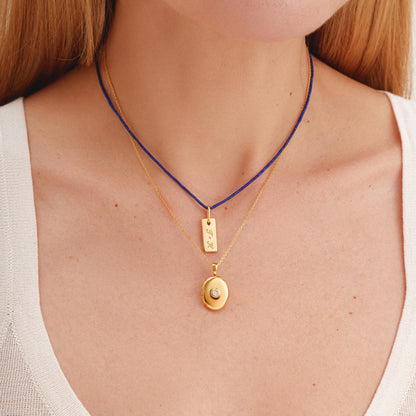 Personalized Solitaire Bezel Locket Necklace