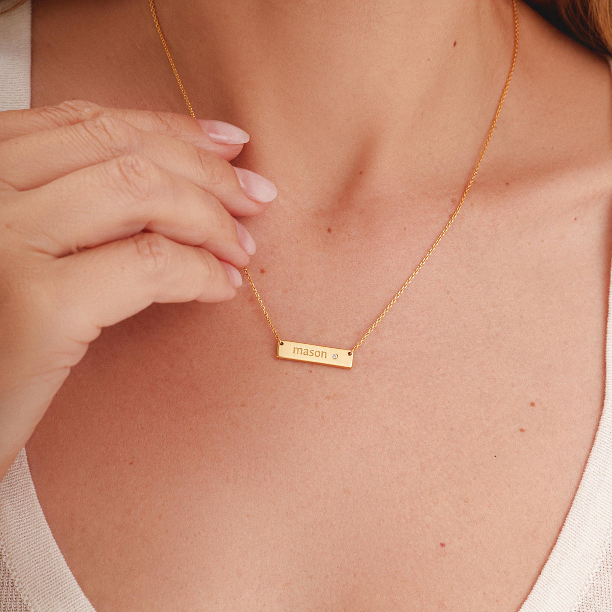 Personalized Handwriting Bar Necklace